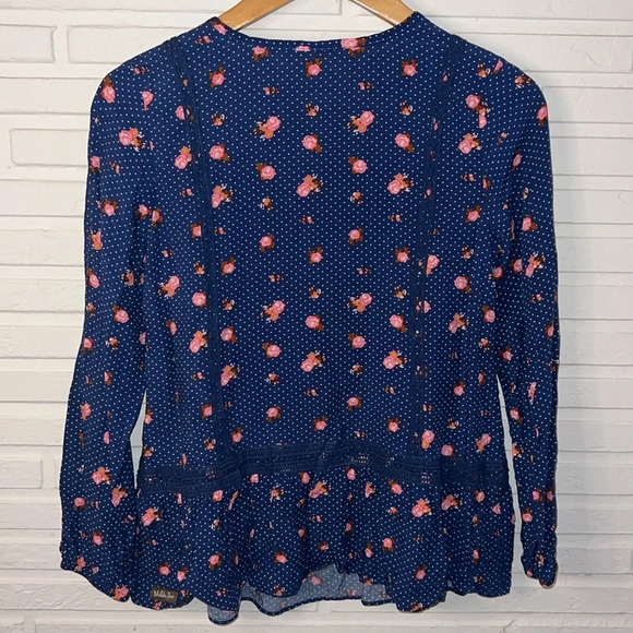 Matilda Jane Blue Polka Dot and Floral Long Sleeve Boho Blouse, Women’s Size XS - Picture 8 of 10